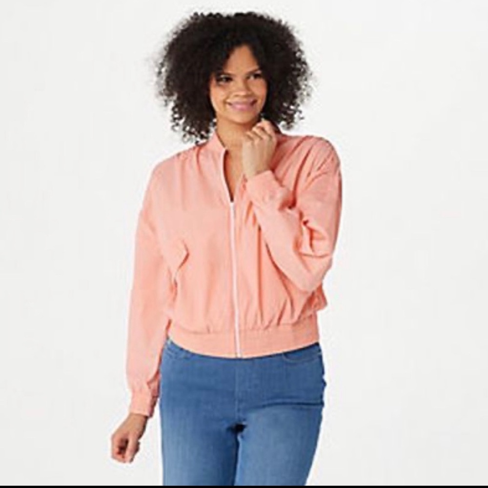 Zuda windbreaker bomber style jacket 3X peach color.